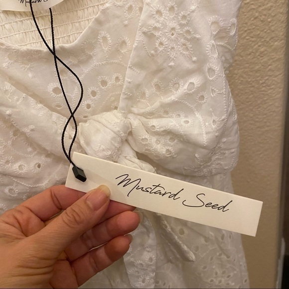 NWT~MUSTARD SEED White Eyelet Spaghetti Strap Summer Dress Size Small - Picture 8 of 10